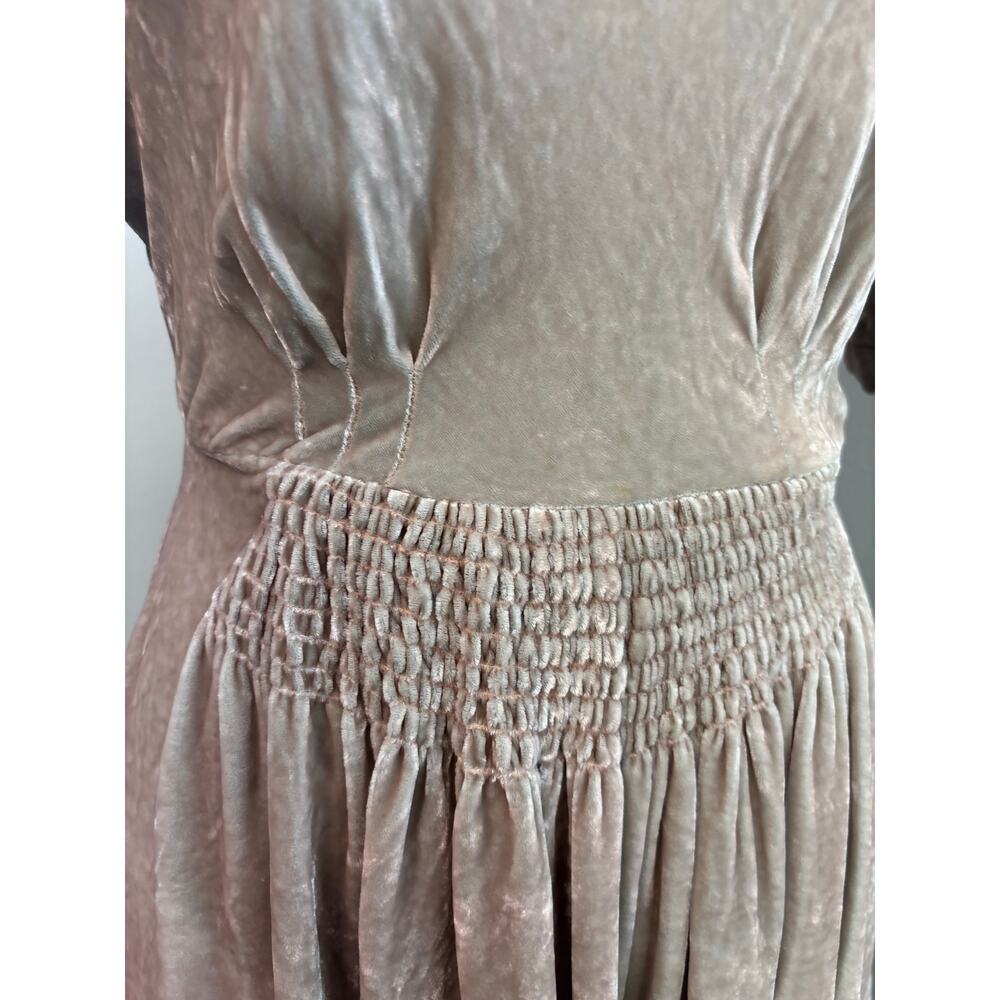 Zambesi designer dress Odeon in gray pink Rayon Silk Velvet fabric 40s style - Picture 5 of 9